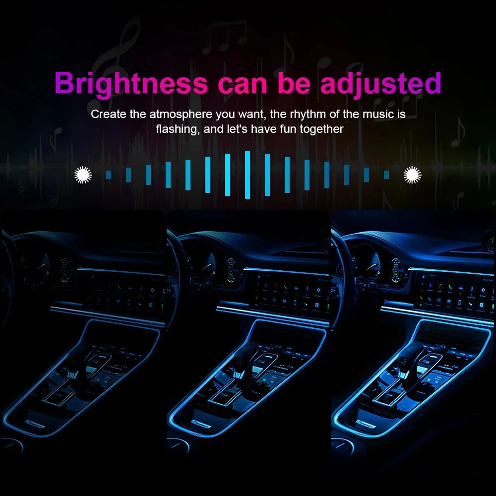 Car LED Flexible Strip Cool Light Fit For Toyota 4Runner 2025-2026, Music Sync Ambient Lamp 256 Colors Dashboard Through-body Light Easy Install Non-Waterproof Car Interior Atmosphere Light