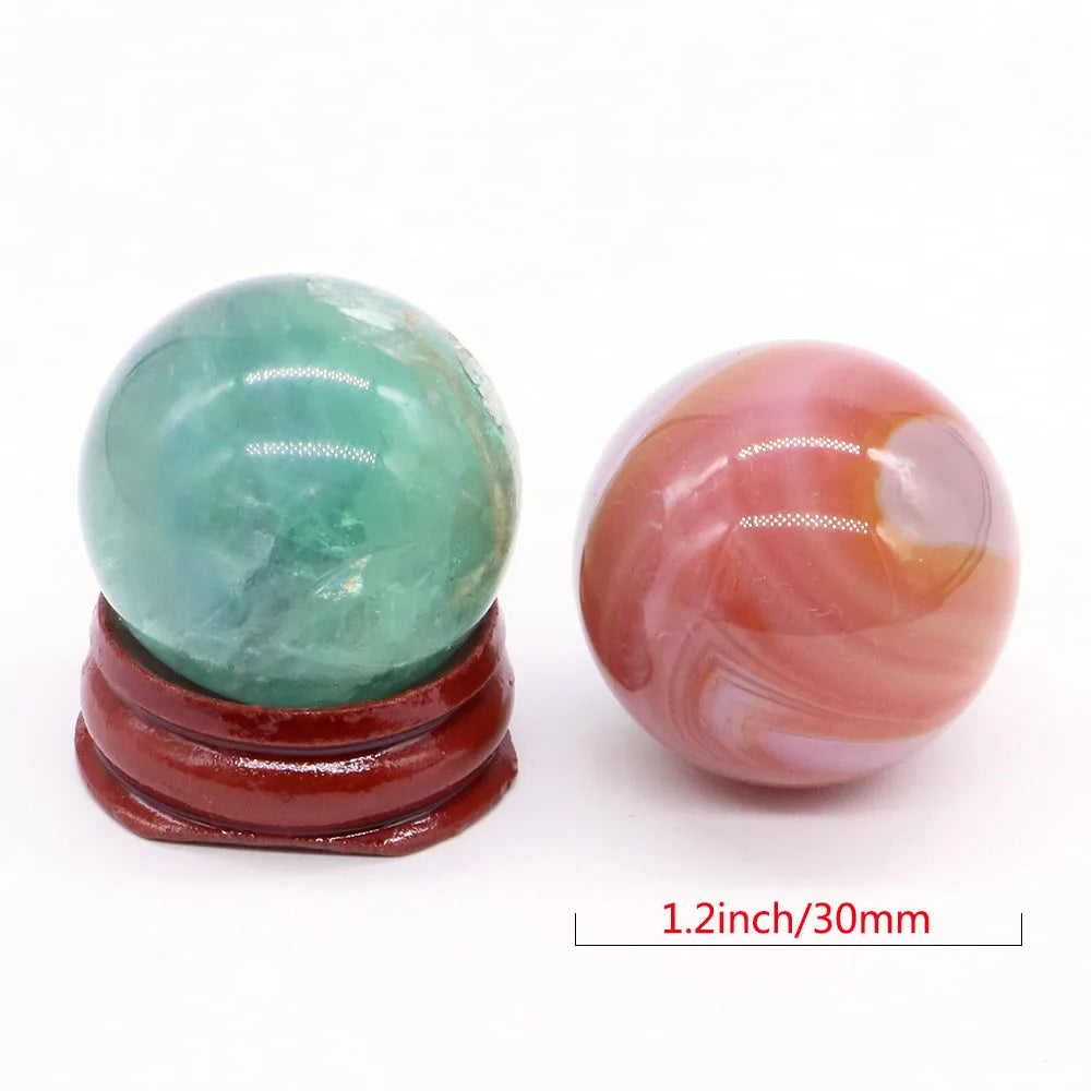 30MM Crystal Ball Natural Reiki Healing Quartz Stone Globe Energy Gemstone Fengshui Sphere Wicca Chakra Massage Home Decor Gifts
