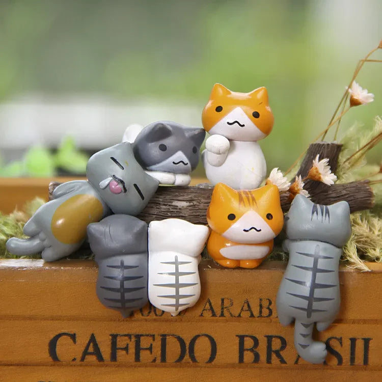 1/6Pcs Funny Neko Atsume  Meow Mochi Dango Cat Flower Pot Micro Landscape Mini Doll  Balcony Decorations Flower Pot Home Decor