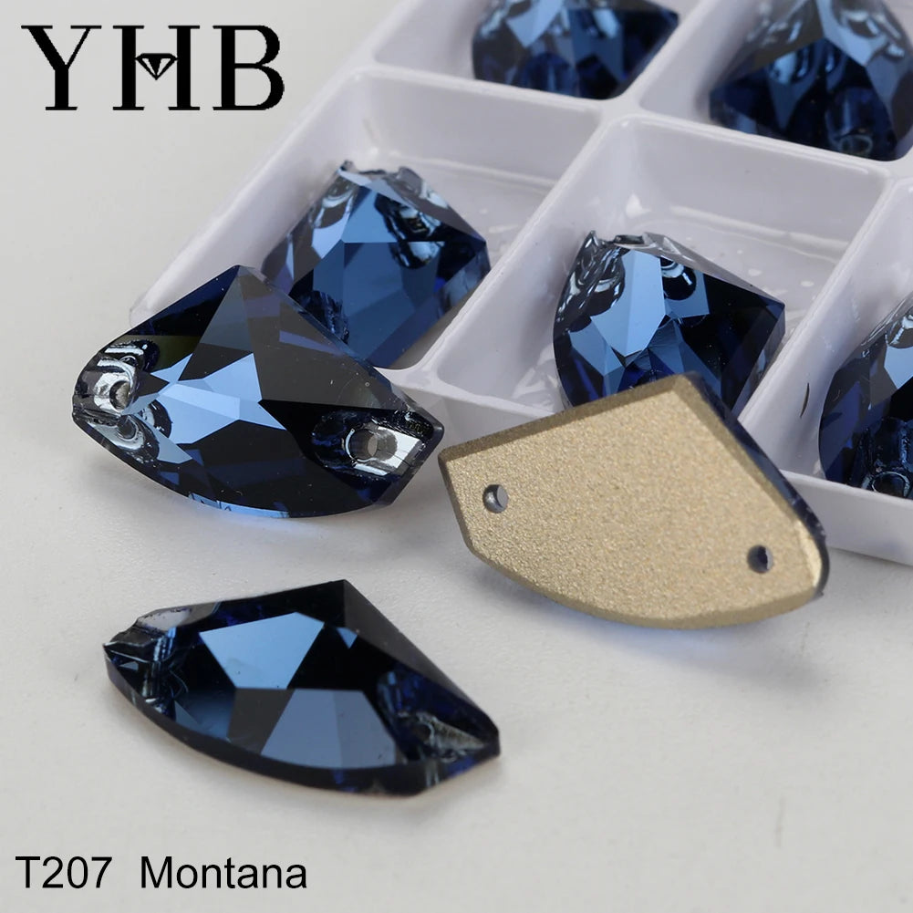 YHB Top Quality Galactic Axe Glass Crystal AB Moonlight Sewing Stones Flatback Sew on Rhinestones For Garment Clothes Bags