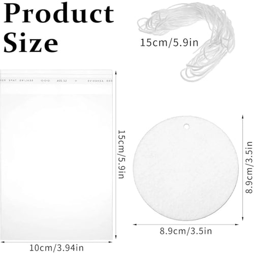 10/30/50pcs Sublimation Air Freshener Blanks – Round DIY Hanging Sheets with Elastic Straps for Car and Home Decor