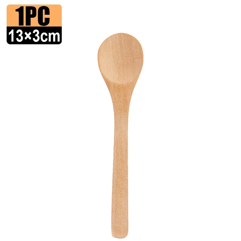 20/1Pcs Natural Wood Spoons Long Handle Soup Stirring Spoons Coffee Milk Teaspoon Scoops Home Kitchen Tableware Cooking Tools