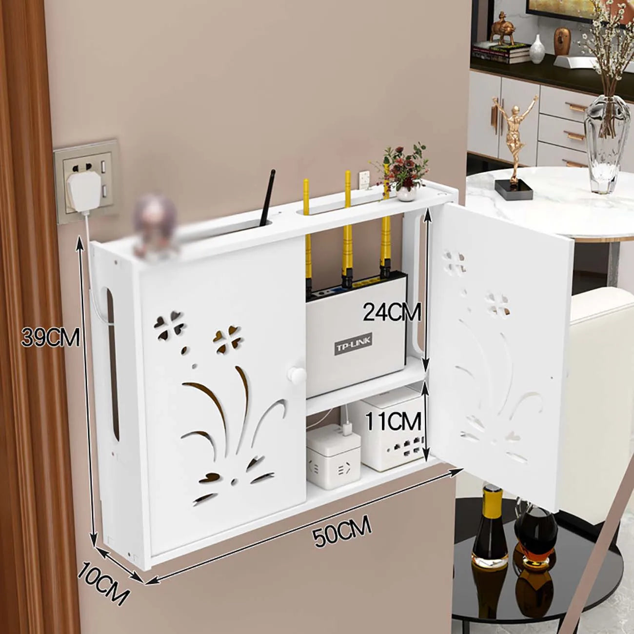 Punch-free Double Layers Wall Shelf TV set-top Box Rack Living Room Router Wall Hanging Storage Box Wireless Wifi Router Shelf
