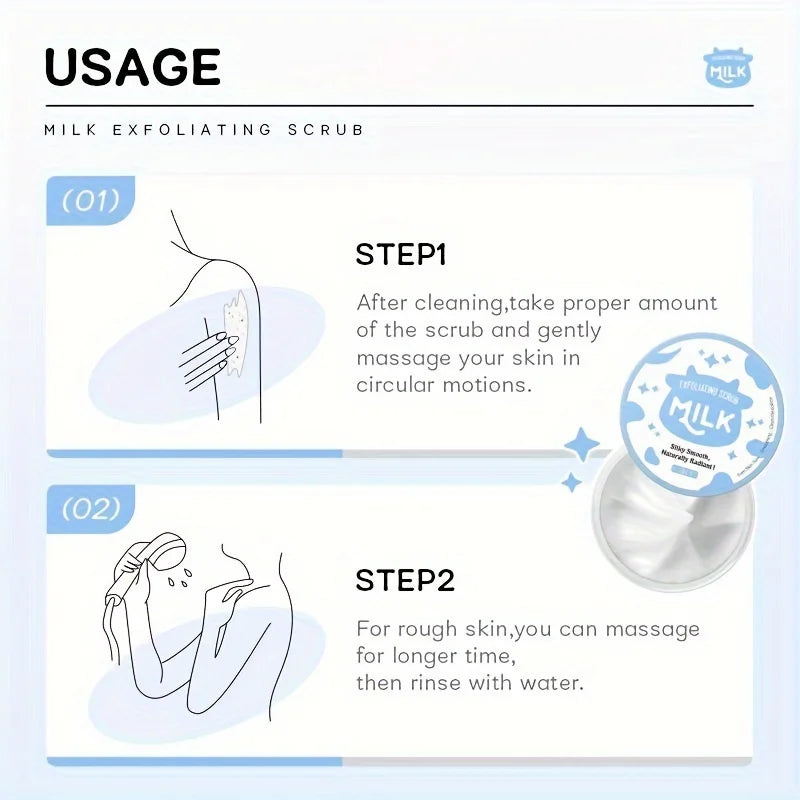 7 Pack Milk Skin Care Kit: Moisturizing Body Cleansing Milk, Body Scrub, Hand Products, Eye Cream and Storage Bag