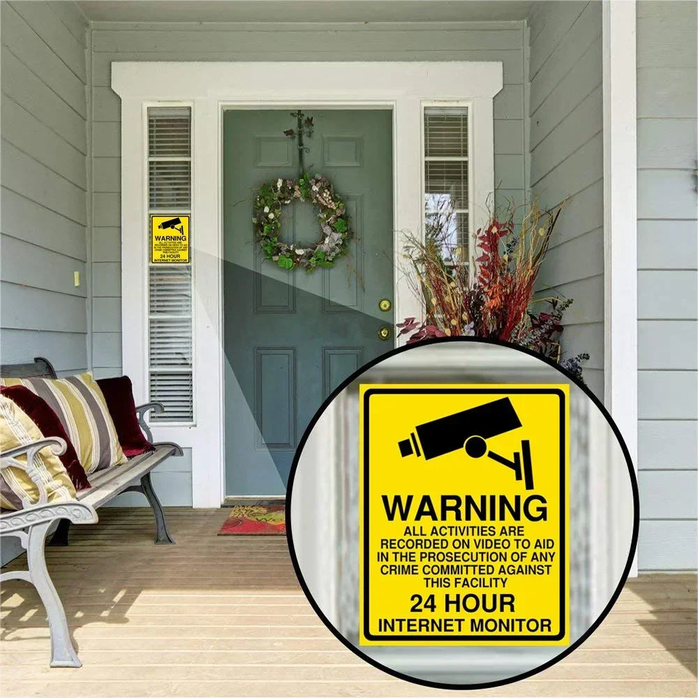 5/10pcs Warning Sticker PVC Camera Alarm Sticker Waterproof Sunscreen Home CCTV Video Surveillance Security Decal Signs