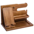 Wood Phone Docking Station Fathers Gift Nightstand Desk Organizer Gifts for Birthday Xmas Gifts Key Holder Wallet Stand