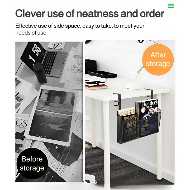 Simple Clip-On Desk Organizer - Magazine & Book Hanging Shelf | Quick and Hassle-Free Setup | Upgrade Your Study Space