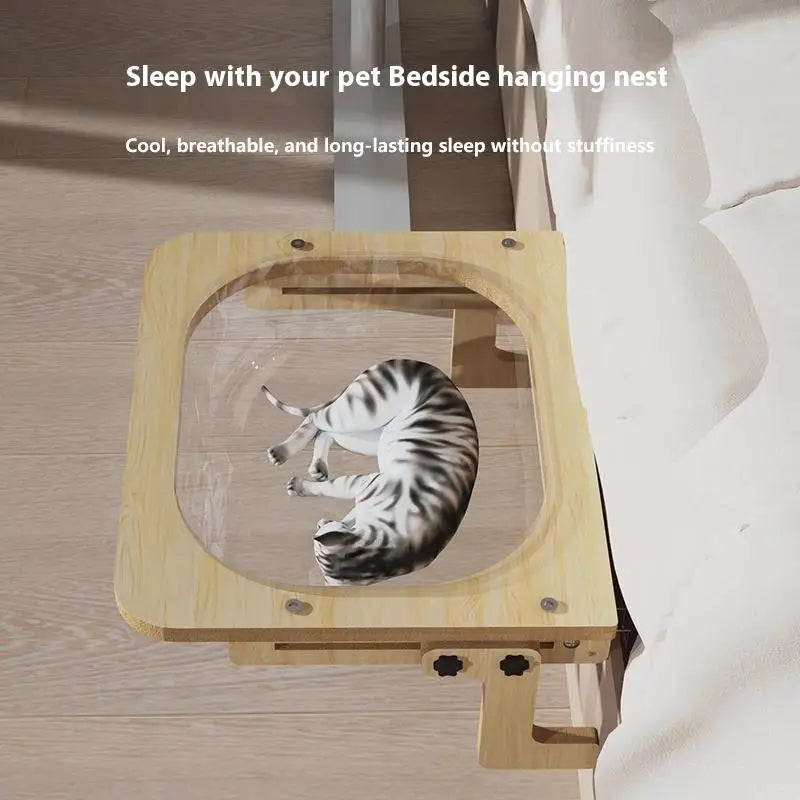 〔HM4〕Wood Cat Bed Space Capsule Cat House Cat Hammock Cat Window Bed Space Capsule Non Perforated Suspension Hammock Bed