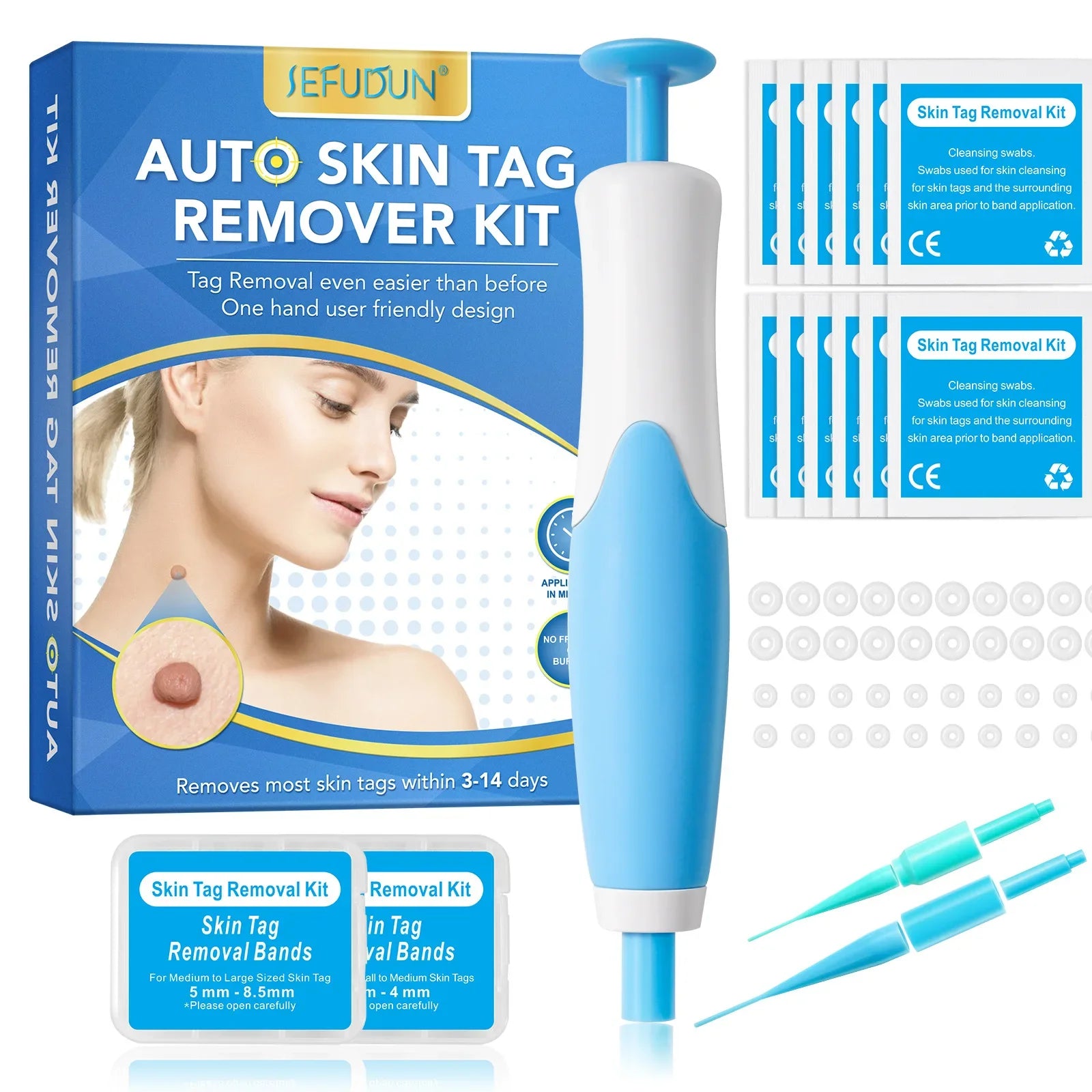 Auto Skin Tag Mole Wart Removal Face Skin Care Body Kit Painless Cleaning Tool Wart Dot Treatment for 2-8mm Beauty Health 2 In1