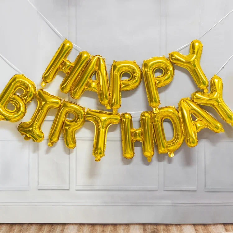 ATG 13pcs Rose Gold Birthday Balloon  Foil Letter Balloons Set Happy Birthday Decoration Caramel Color Globos Kids Party Supplie
