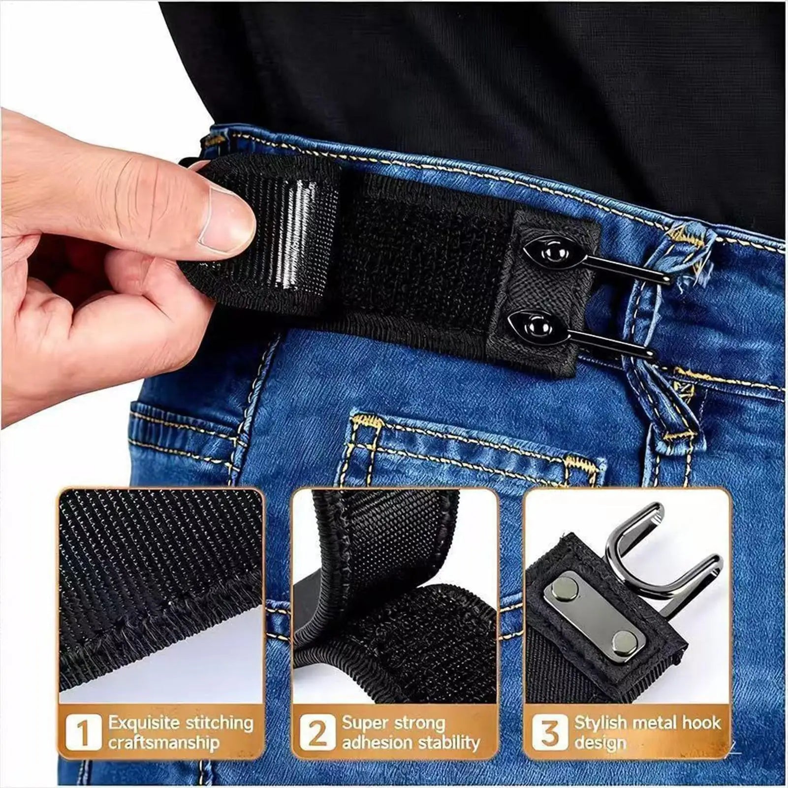 No Buckle Belt 2 Pieces Buckleless Stretchable Waistband Elastic Convenience Belt for Walking Daily Commuting Office Casual