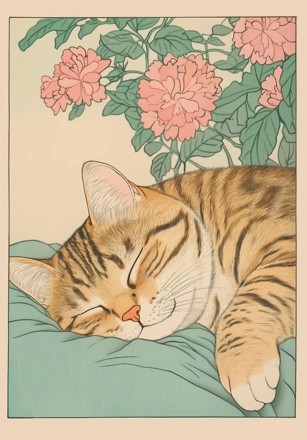 Cat in the Bathtub Japanese Vintage Classic Tiger Cat Wall Art Japanese Bathroom Toilet Poster Home Living Room Bedroom Decor