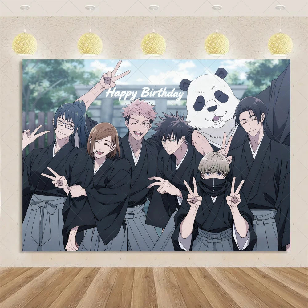 Jujutsu Kaisen Theme Background Birthday Party Decorations Anime Character Gojo Satoru Backdrop Kids Poster Photography props