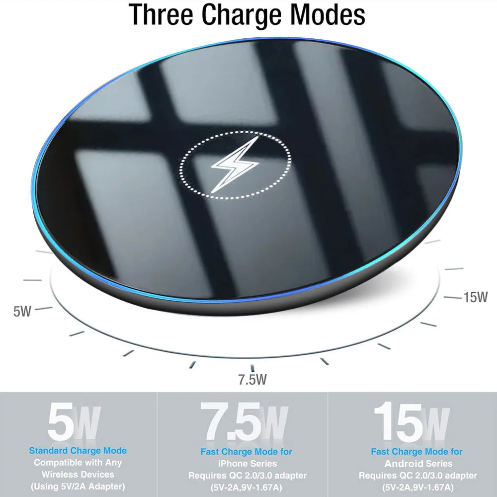 Wireless Charger Stand Pad, Fast Induction Charging Dock Station, iPhone 17, 16, 15, 14 Pro Phones