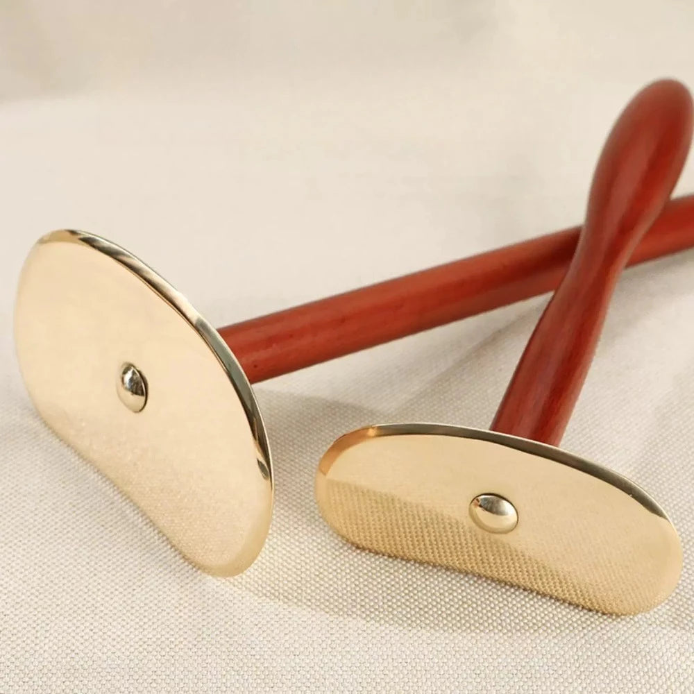 Wood & Brass Gua Sha Tool - Natural Face/Body Massage Tool for Skin Care & Relaxation