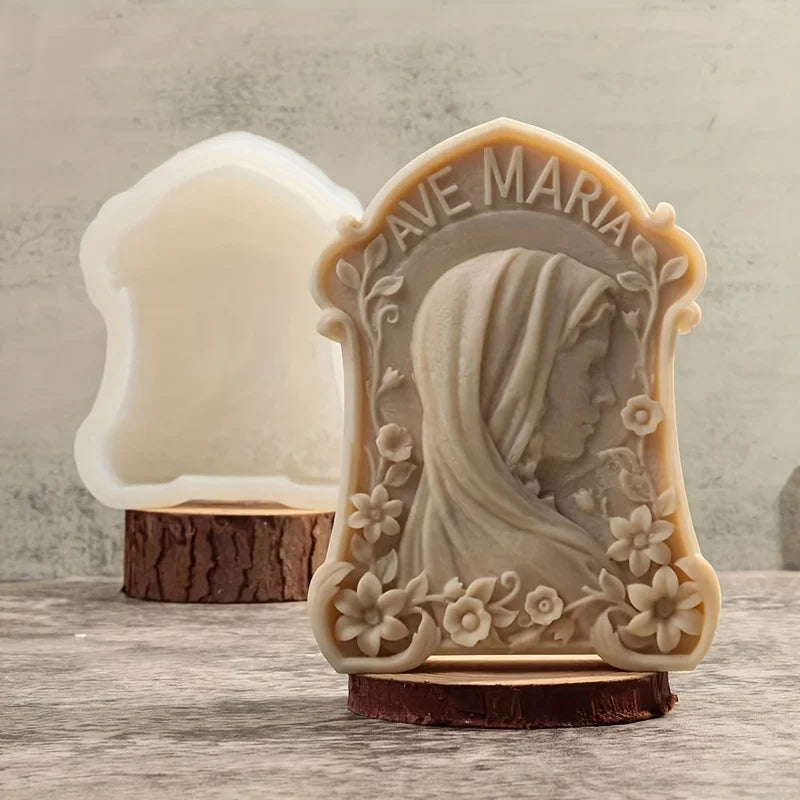 Virgin Mary Stone Tablet Silicone Candle Mold 3D Virgin Statue Resin Gypsum Making Tool DIY Handmade Soap Kit Home Decoration Gi