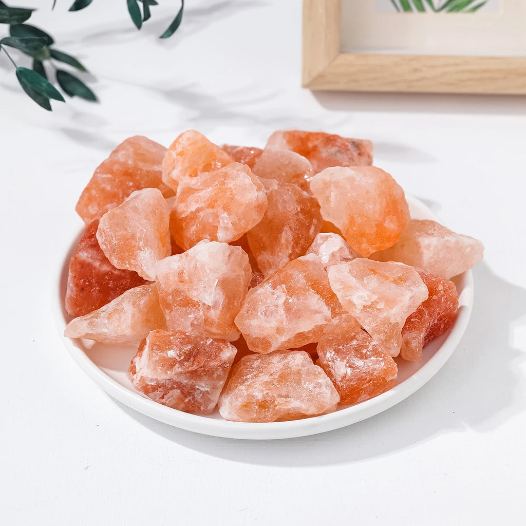 50g/bag Natural Crystal Himalayan Orange Salt Raw Stone Diffuser Minerals Specimen Raw Mineral Decorative Irregular Stone