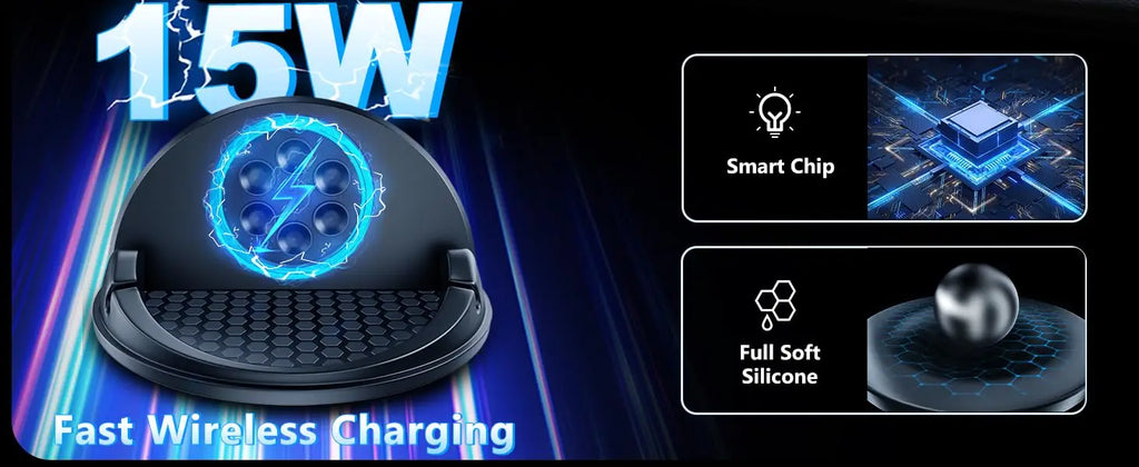 Car Phone Holder Wireless Charger Non-Slip,Mobile Phone Fast Wireless Charger for iPhone15W Wireless Car Charger Dashboard