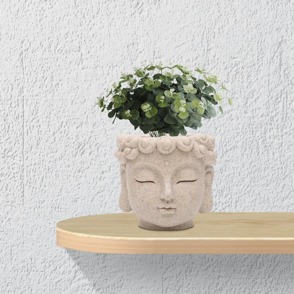 Buddha Head Flower Pot Flower Vase Decors Planters with Drainage Hole Indoor Plants Plant Containers for Kitchen Desk Garden