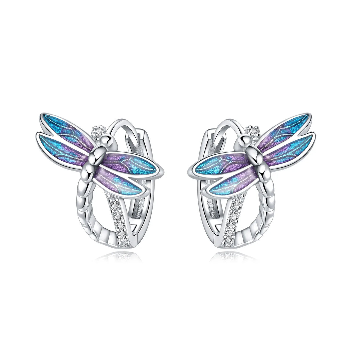 Simple 925 Sterling Silver Cute Sleeping Cat Hoop Earrings for