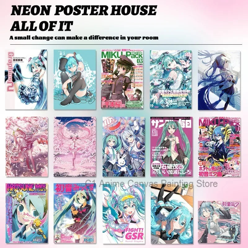 Hatsune Miku Anime Poster MIKU Magazine Bedroom Dormitory Studio Decorative Painting Photography Wallpaper DIY Gift
