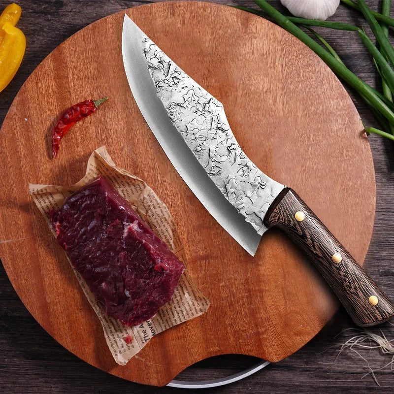 Hand Forge Blade Kitchen Knives Utility Chop Vegetables Cleaver Meat Boning Butcher Knife Wood Handle Chef Barbecue Cooking Tool