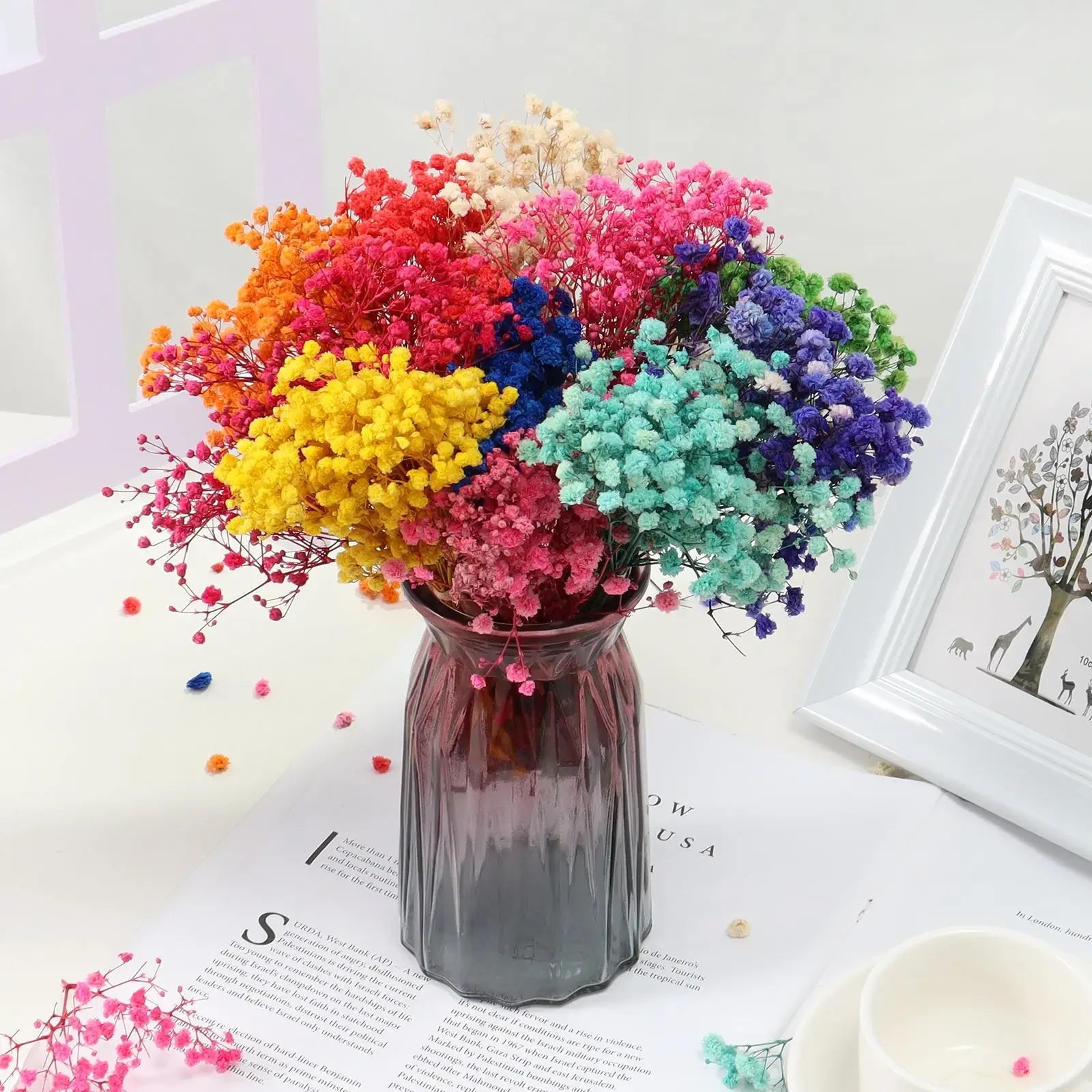 100g Dried Flowers Baby Breath Preserved Flowers Gypsophila Bouquet Boho Home Decor Colorful Gypsophile Wedding Party Decoration