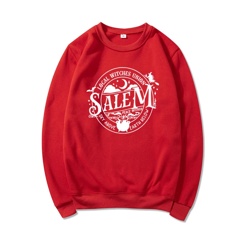 Local Witches Union Salem Sweatshirt Halloween Sweatshirt Women Hoodies Witches Clothes Long Sleeve Pullovers Fall Tops Hoodie