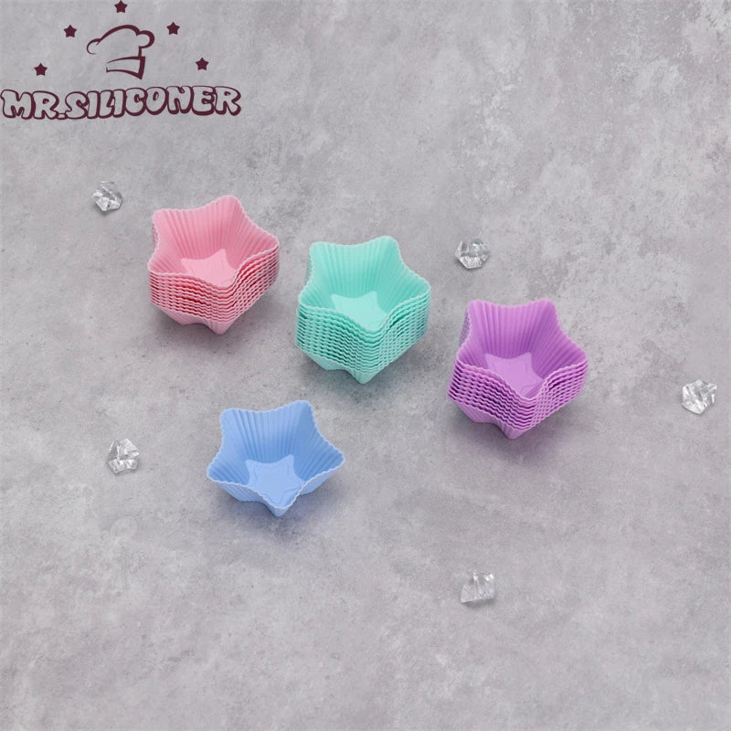 6 Pcs Silicone Cake Star Cupcake Cup Cake Tool Bakeware Baking Silicone Mold Cupcake And Muffin Cupcake For DIY Mini Cake Mould