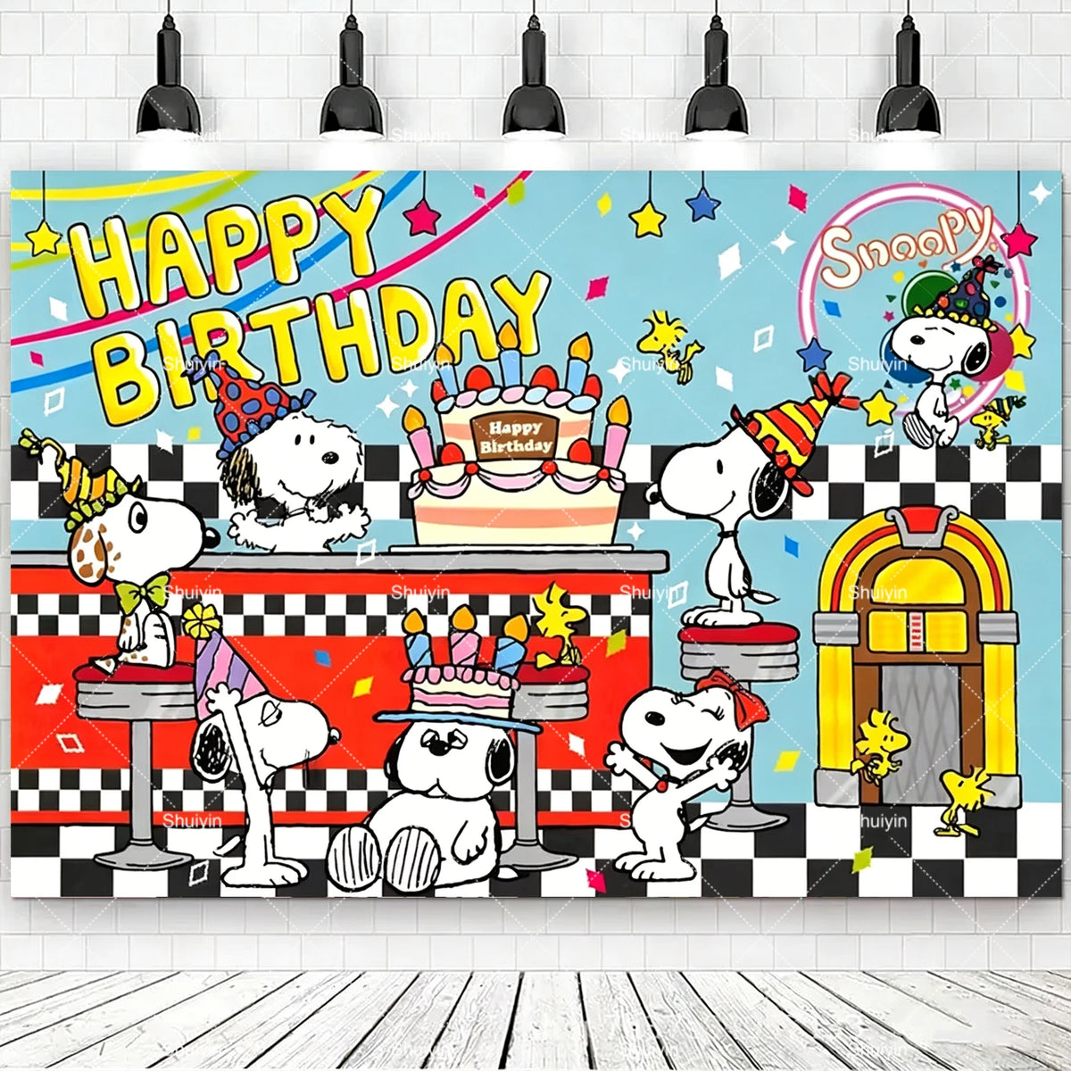 Cartoon Dog Snoopys Backdrop Kids Birthday Decorations Party Supplies