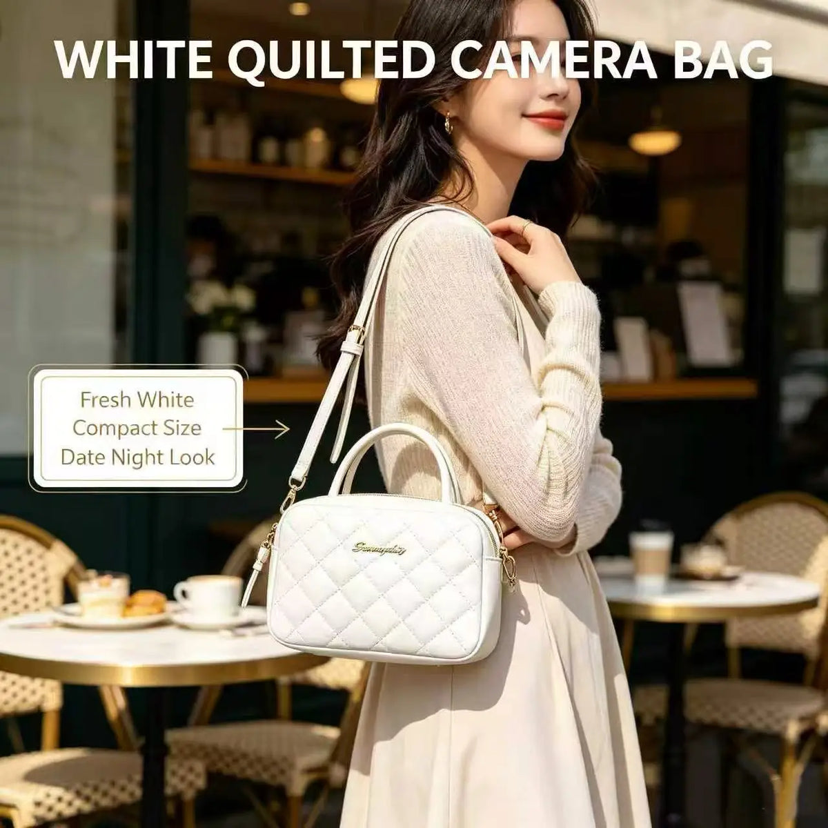 Women's Small Crossbody Bag Trend Diamond Grid embroidery Camera
