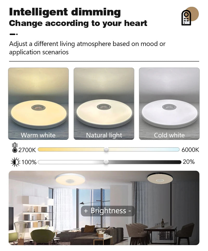 Tuya Smart Audio Ceiling Light APP Remote Control RGB Ambient Lamp Living Room Bedroom Home Decor LED Music Ceiling Lights