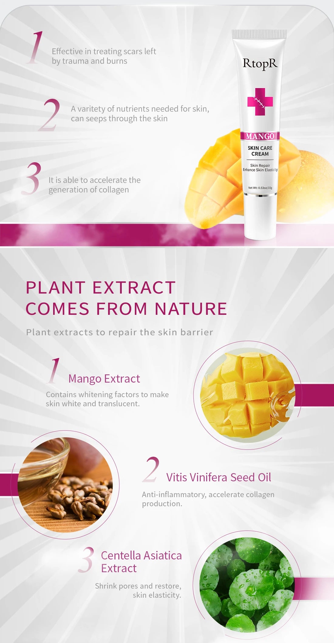 RtopR Mango Skin Cream Whitening and Moisturizing Skin Rejuvenation Nourishing Skin Care