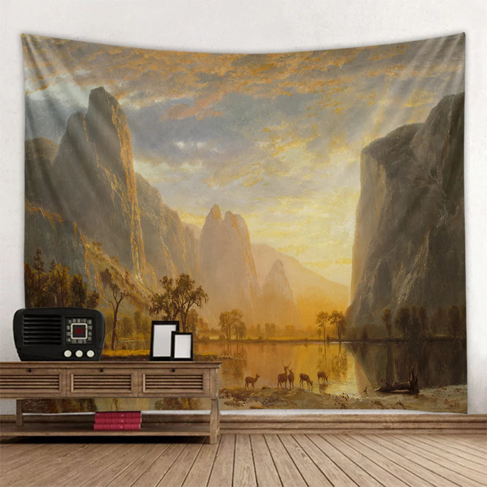 French Monet oil painting tapestry home landscape painting art wall hanging room decoration yoga mat sofa blanket bed sheet