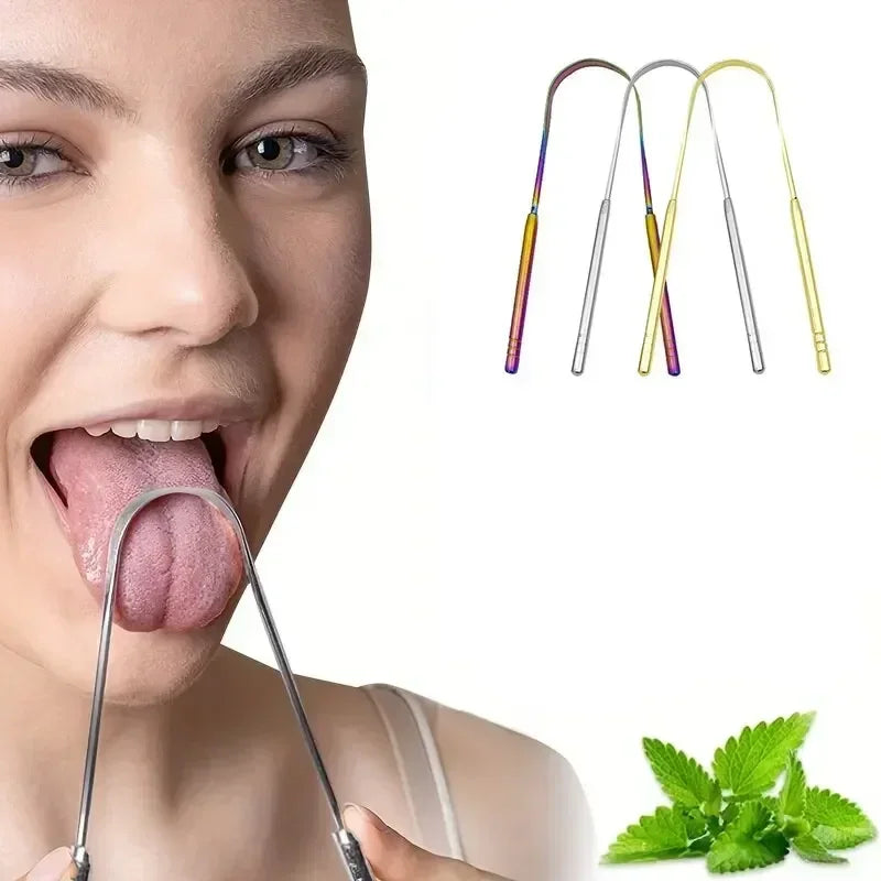 4 Colors Stainless Steel Tongue Scraper U-shaped Metal Fresh
