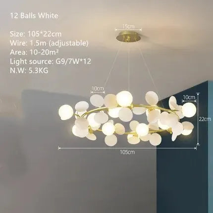 Modern Chandelier Grape Design Glass Pendant Light Indoor LED Nordic Light For Living Room Dining Hall Hotel Kitchen Island Lamp