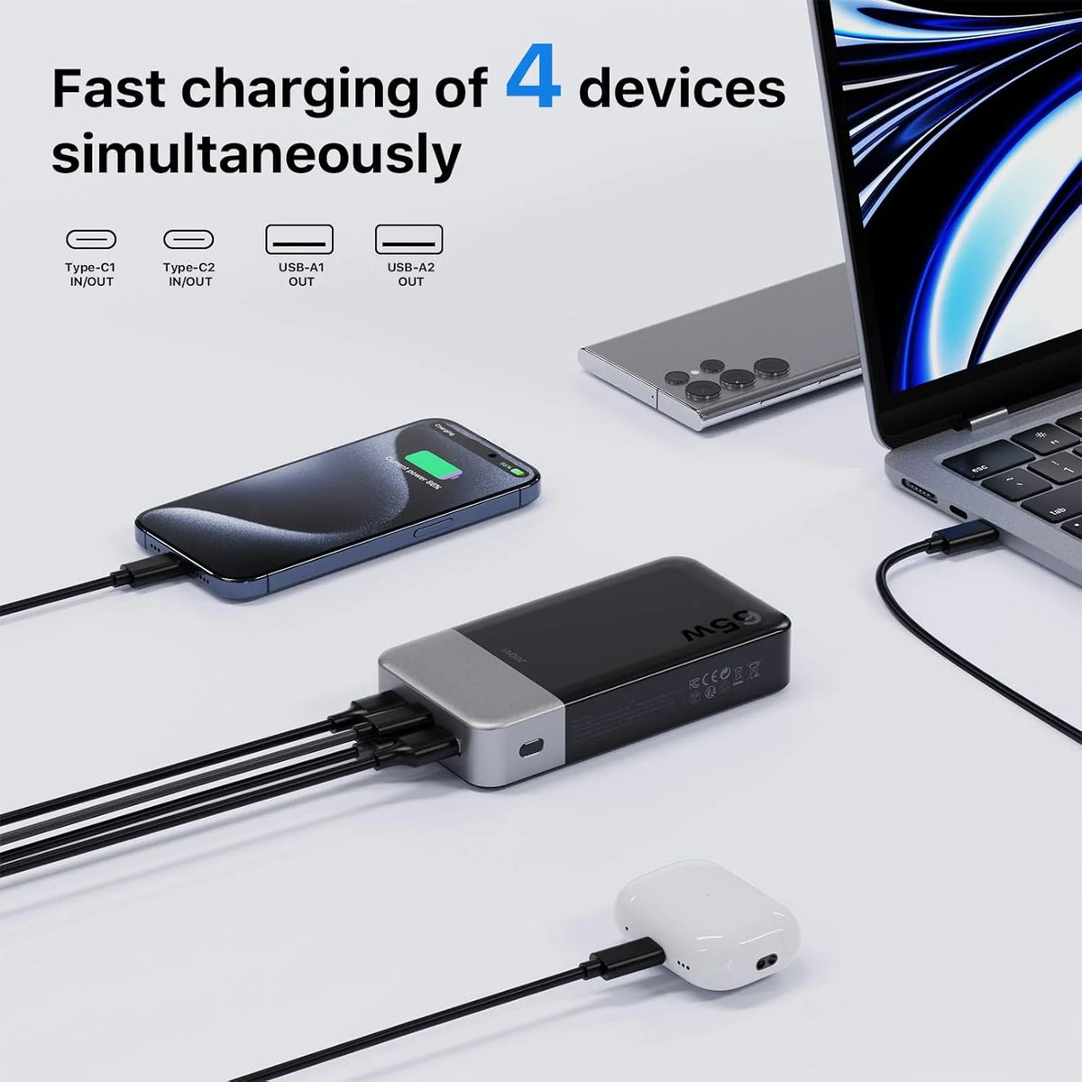 JUOVI Power Bank 65W 20000mAh Laptop Portable Charger