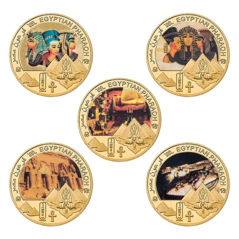 Egyptian Pharaoh Gold Plated Commemorative Coin Egypt Challenge Coin Art Craft Souvenir Business Gift for Collection Home Decor