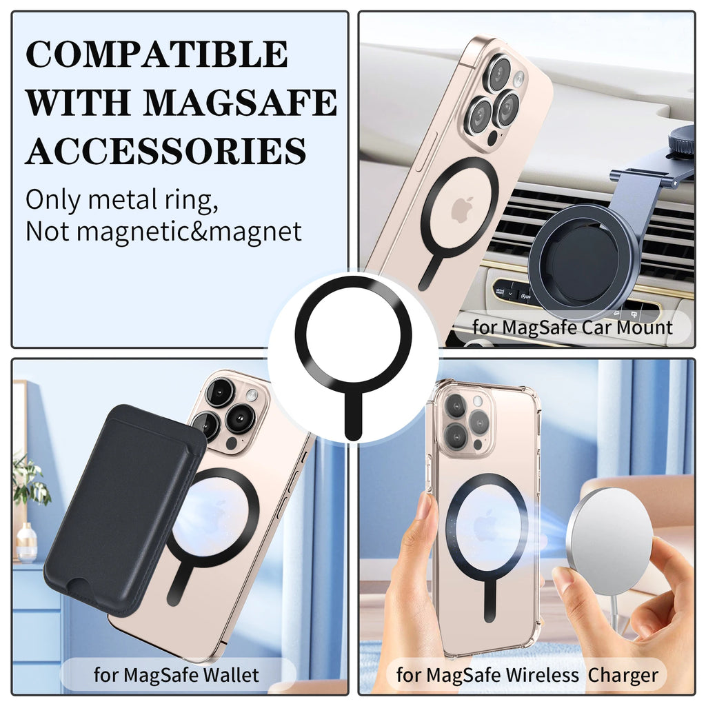 4pcs/3pcs/1pc/lot Metal Ring Plate For Magsafe Sheet Sticker iron Ring For iPhone 14 15 Magnetic Phone Holder Wireless Charger