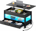 WLIVE Black Lift Top Coffee Table with 2 Drawers