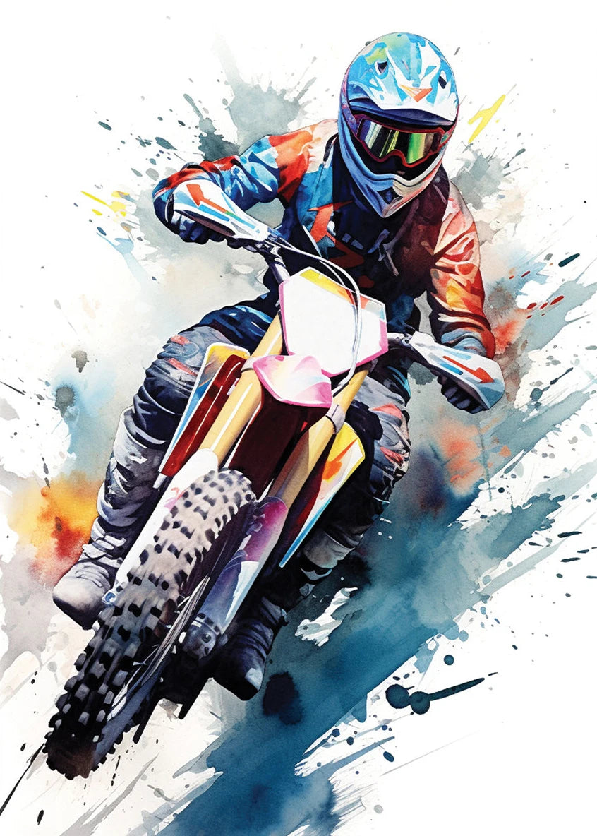 Watercolour Dirt Bike Motocross Canvas Painting Posters Prints  Motorcycle Motorbike Wall Picture for Room Home Decor Cuadros