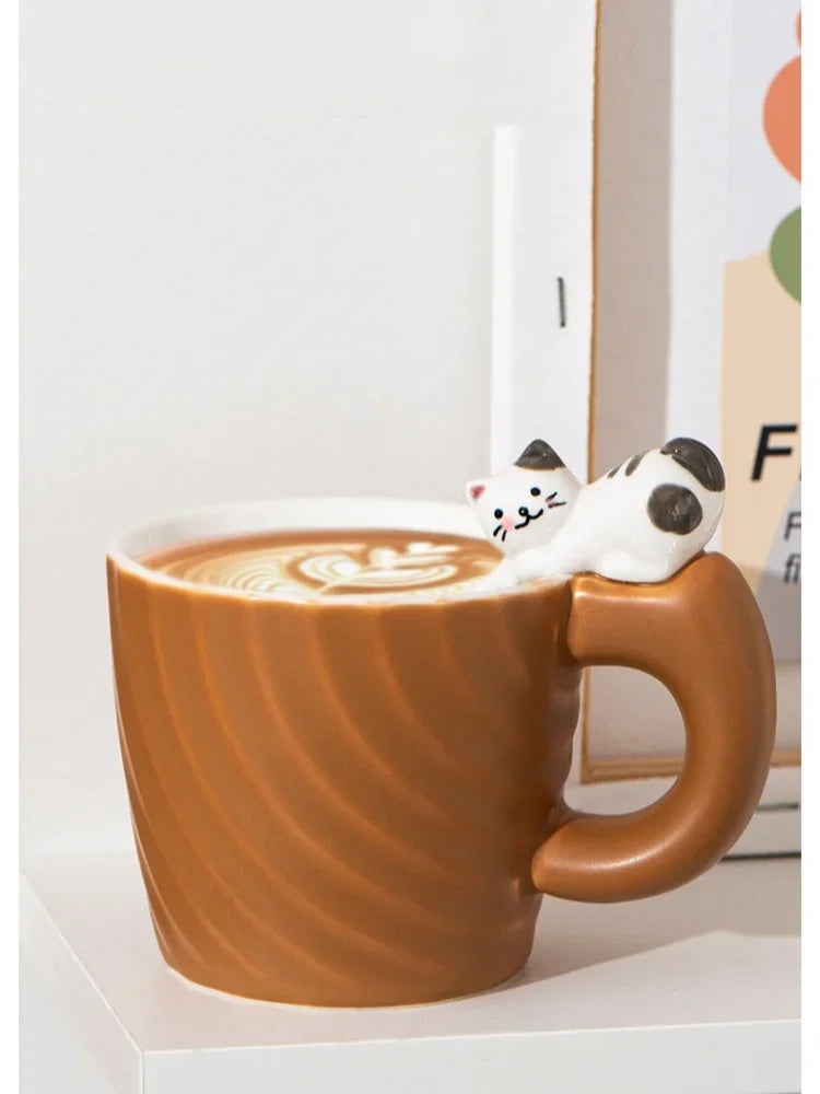 Creative Cartoon Cat Ceramic Mug Cute Cat Cup Children's Milk Breakfast Home Office Coffee Cups Tea Cup Gift Frends Drinkware