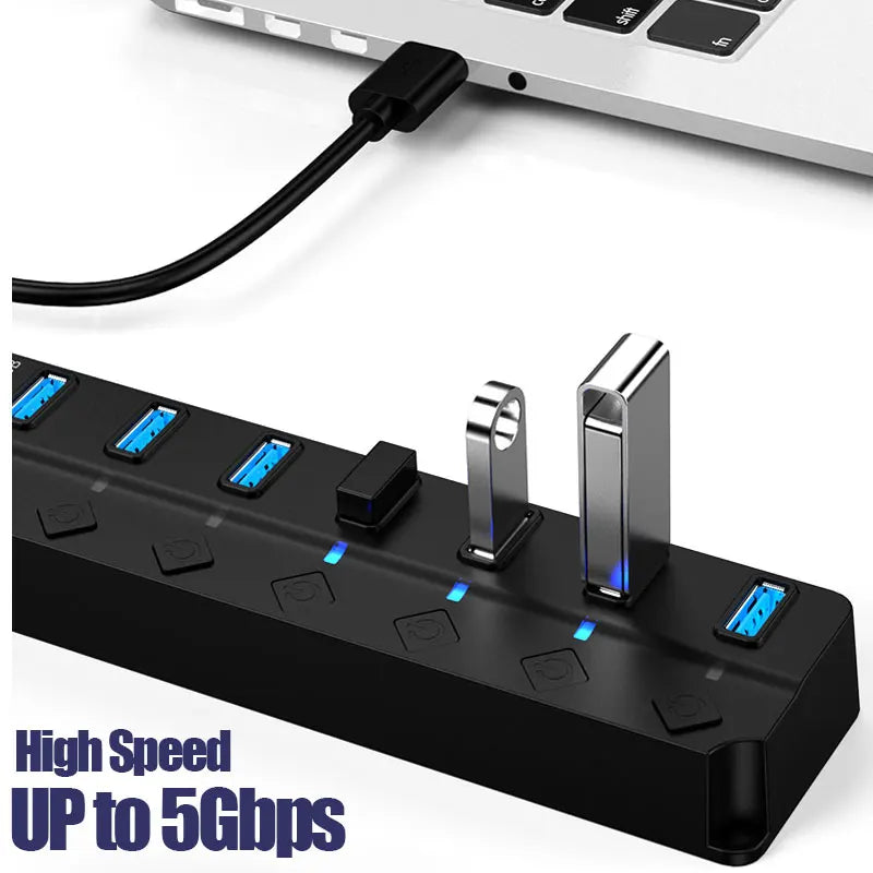 3.0 Power Adapter 4/7 Port Multi USB Splitter Hub 2.0