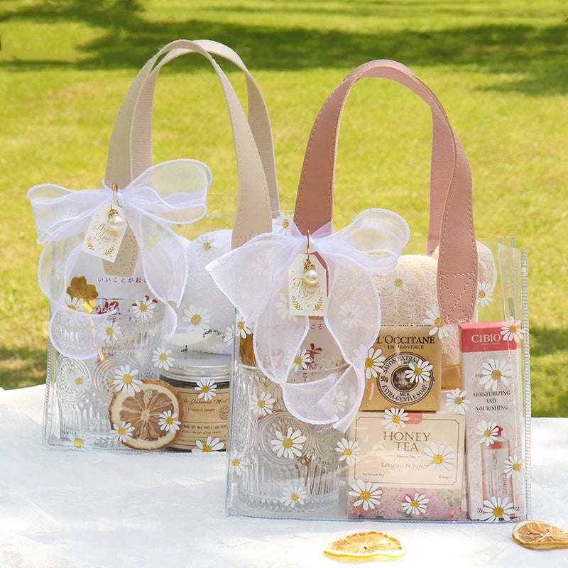 1-20pcs Transparent Bag Candy Bags Daisy Printed Gift Package Bag Picnic Storage Bag Mother's Day Wedding Easter Sweets Bags