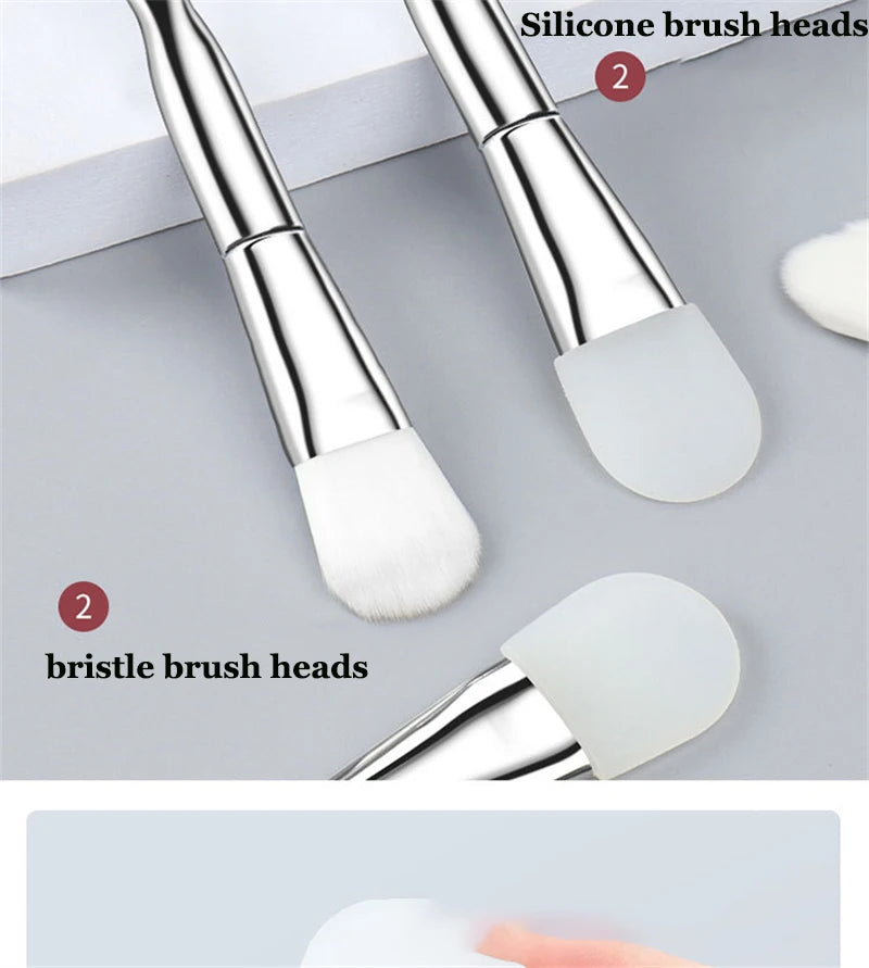 1PC Professional Double Ending Soft Bristle Silicone Wear-resistant Facial Flexible Mask Brush Skin Care Cleaning Beauty Tools