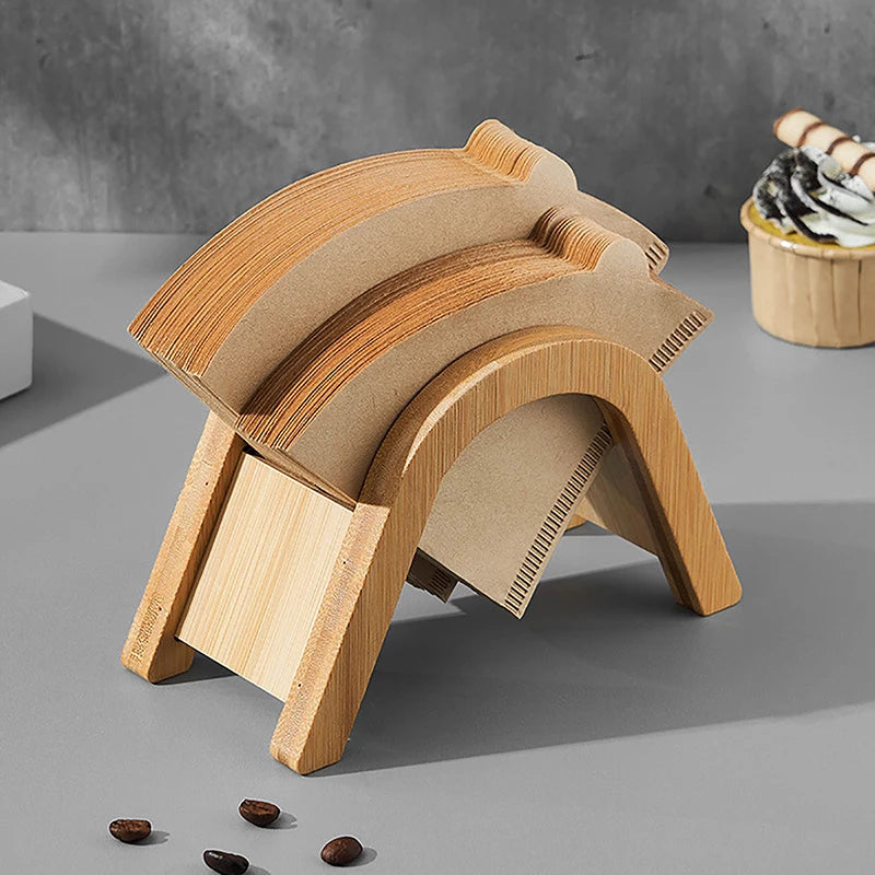 Hand Drip Coffee Filter Paper Holder Wooden Storage Rack Dispenser Coffee Accessories Filter Paper Storage Stand