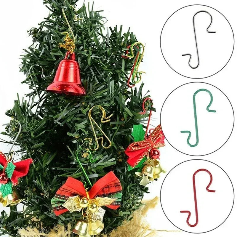 100Pcs Christmas Ornament Metal S-Shaped Hooks Holders Tree Ball Pendant Hanging Decoration for Home Navidad New Year