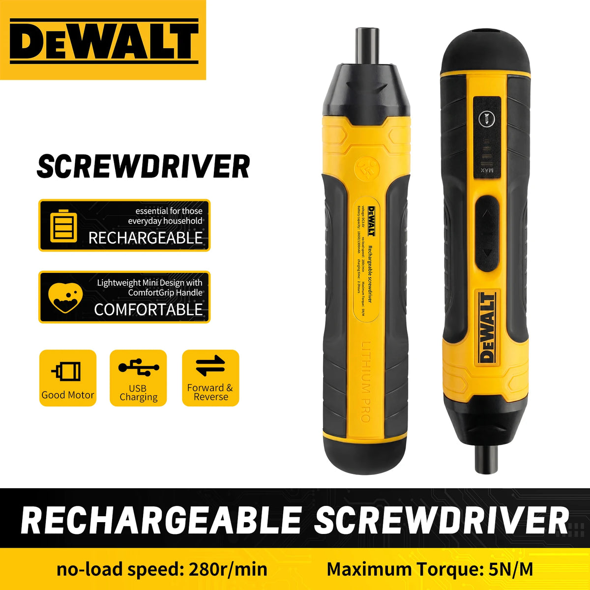 Cordless Rechargeable Electric Screwdriver, 1300mAh