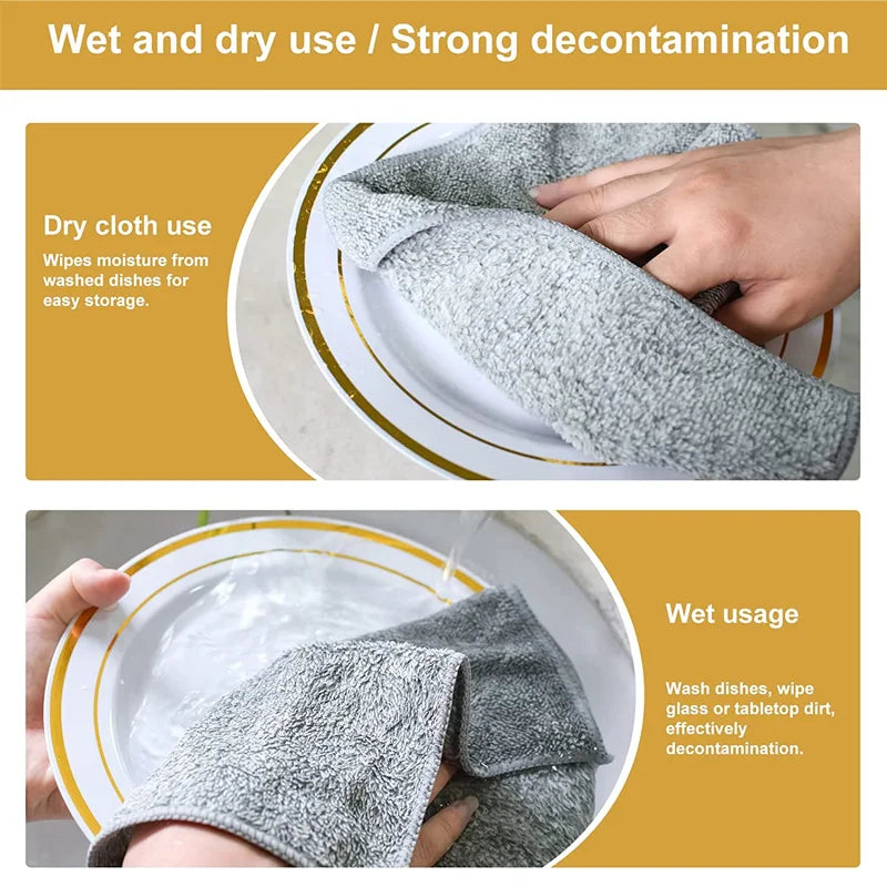 Microfiber Kitchen Towel Set Bamboo Fier Towels for Kitchen Napkin Soft Dish Cloth Absorbent Cleaning Cloth Rags1/2/4/5Pcs