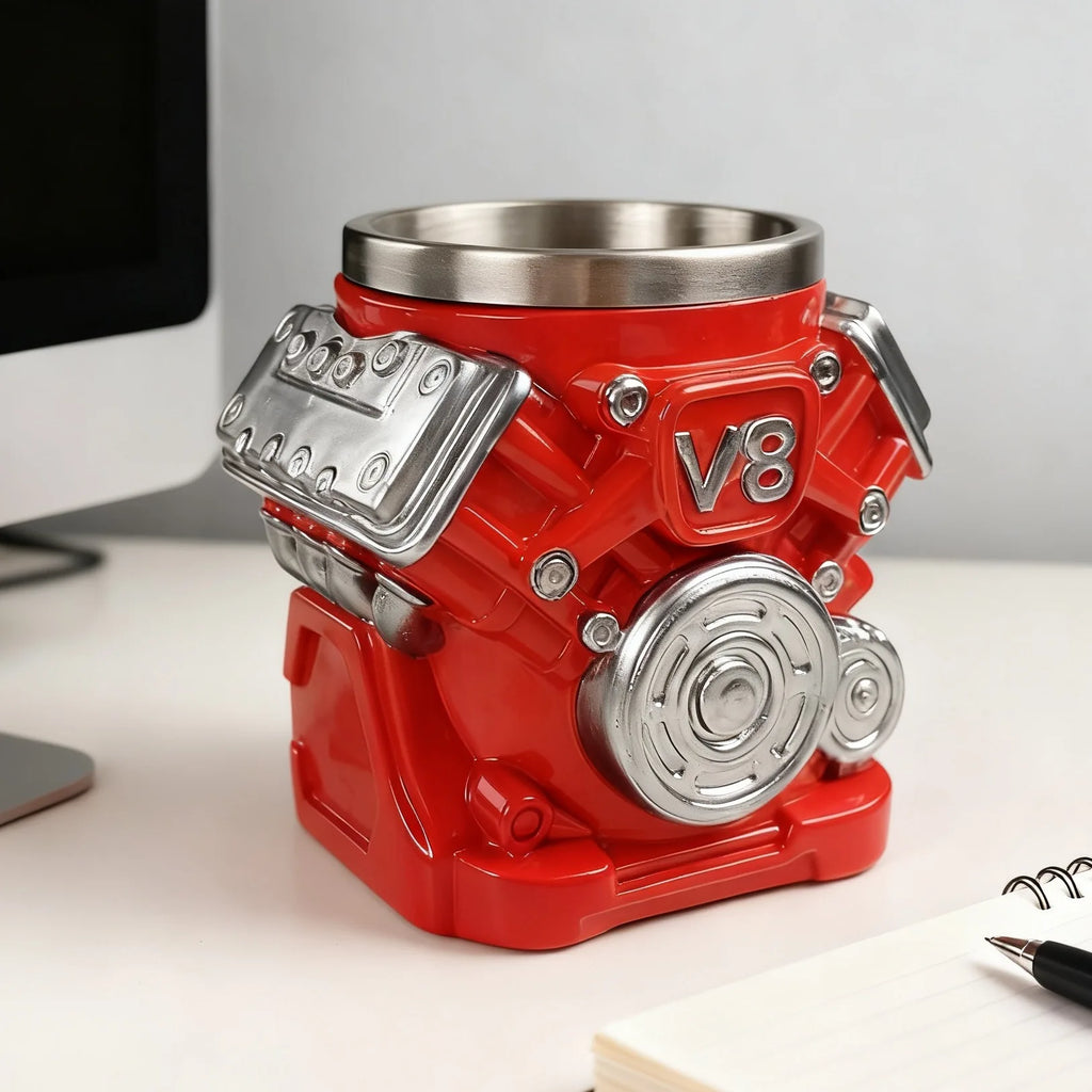 V8 Engine Coffee Cup | Unique Gift for Car Guys, Dads & Mechanics